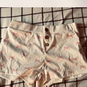 White Shorts with Pink Bow Pattern